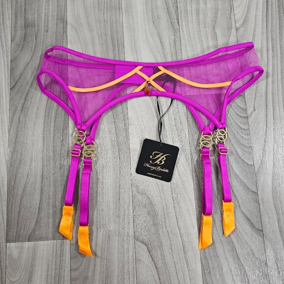 Honey Birdette Saskia Magenta Suspender Garter Belt Size XL * NEW